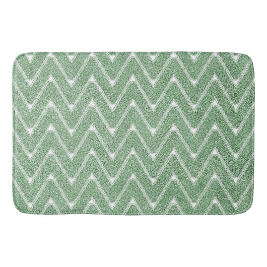 Dusty Green Zickzack Pattern Badematte (Vorderseite)