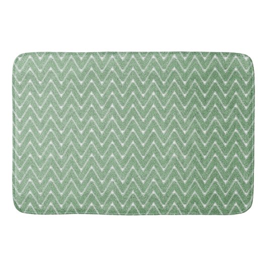 Dusty Green Zickzack Pattern Klein Badematte (Vorderseite)
