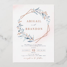 Dusty Greenery Rose Gold Geometric Rustic Wedding Folieneinladung