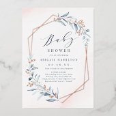 Dusty Greenery Rose Gold Rustic Baby Shower Folieneinladung (Vorderseite)