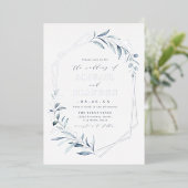 Dusty Greenery Silver Geometric Rustic Wedding Folieneinladung (Stehend vorne)