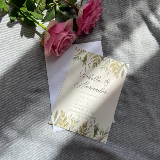 Dusty Greenery Wedding Einladung