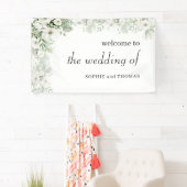 Dusty grüne Rose Aquarell Hochzeit Banner (Insitu)
