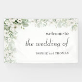 Dusty grüne Rose Aquarell Hochzeit Banner (Horizontal)
