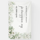 Dusty grüne Rose Aquarell Hochzeit Banner (Vertikal)