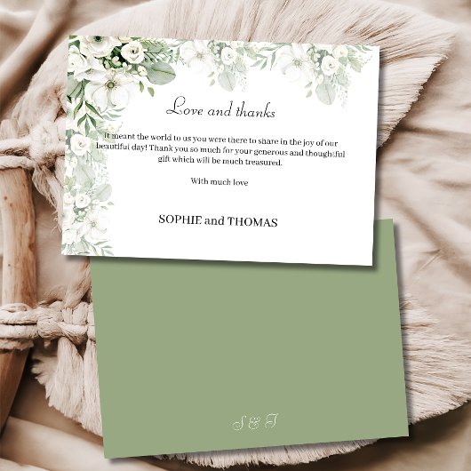 Dusty grüne Rose Aquarell Hochzeit Dankeskarte