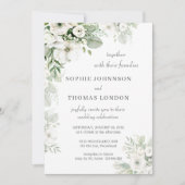 Dusty grüne Rose Aquarell Hochzeit Einladung (Vorderseite)