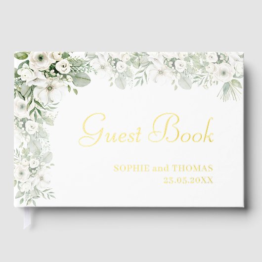 Dusty grüne Rose Aquarell Hochzeit Gästebuch (Vorderseite)