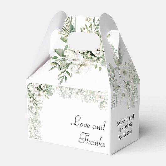 Dusty grüne Rose Aquarell Hochzeit Geschenkschachtel (Rückseite)