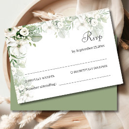 Dusty grüne Rose Aquarell Hochzeit RSVP Karte