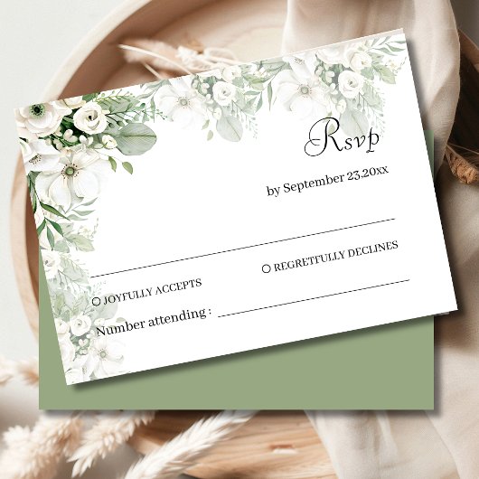 Dusty grüne Rose Aquarell Hochzeit RSVP Karte
