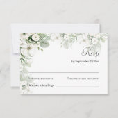 Dusty grüne Rose Aquarell Hochzeit RSVP Karte (Vorderseite)