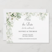 Dusty grüne Rose Aquarell Hochzeit Save The Date (Vorderseite)