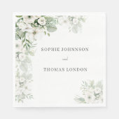 Dusty grüne Rose Aquarell Hochzeit Serviette (Vorderseite)