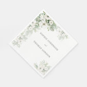 Dusty grüne Rose Aquarell Hochzeit Serviette (Ecke)