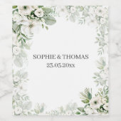 Dusty grüne Rose Aquarell Hochzeit Weinetikett (Einzelnes Label)