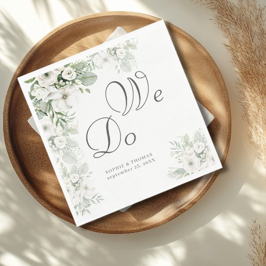 Dusty grüne Rose Blumen wir Wasserfarbenhochzeit Serviette