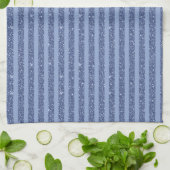 Dusty Indigo Glitter Style Horizontale Streifen Geschirrtuch (Gefaltet)
