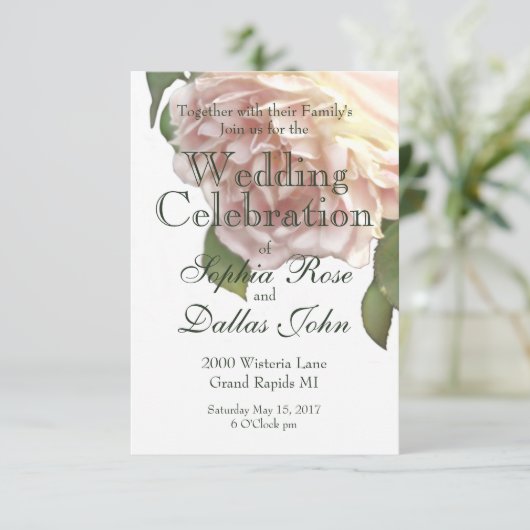 Dusty Ivory Rose Einladung (Stehend Vorderseite)