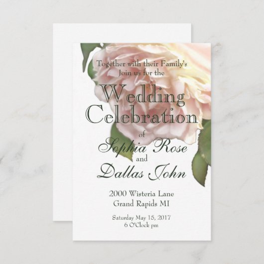 Dusty Ivory Rose Einladung (Vorne/Hinten)