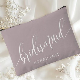 Dusty Lavender Bridesmaid Moderne Kalligrafie Zubehörtasche
