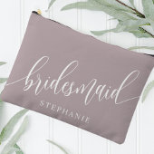 Dusty Lavender Bridesmaid Moderne Kalligrafie Zubehörtasche