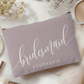 Dusty Lavender Bridesmaid Moderne Kalligrafie Zubehörtasche