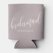 Dusty Lavender Bridesmaid Modernes Script Dosenkühler (Vorderseite)