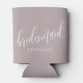 Dusty Lavender Bridesmaid Modernes Script Dosenkühler (Rückseite)
