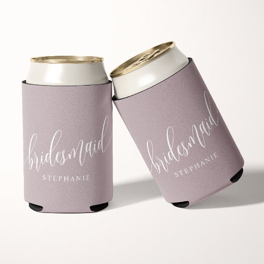 Dusty Lavender Bridesmaid Modernes Script Dosenkühler