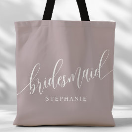 Dusty Lavender Bridesmaid Modernes Script Tasche