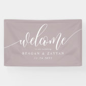 Dusty Lavender Calligraphy Simple Wedding Willkomm Banner (Horizontal)