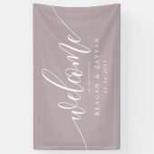 Dusty Lavender Calligraphy Simple Wedding Willkomm Banner (Vertikal)