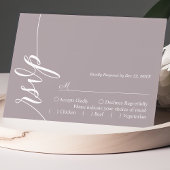 Dusty Lavender Calligraphy Wedding RSVP Card Karte