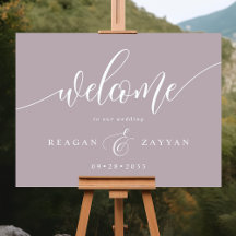 Dusty Lavender Calligraphy Wedding Willkommen