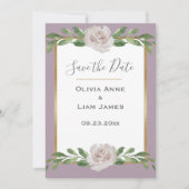 Dusty Lavender Floral Elegante Script Wedding Save The Date (Vorderseite)