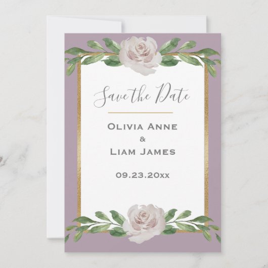 Dusty Lavender Floral Elegante Script Wedding Save The Date (Vorderseite)