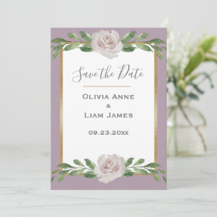 Dusty Lavender Floral Elegante Script Wedding Save The Date