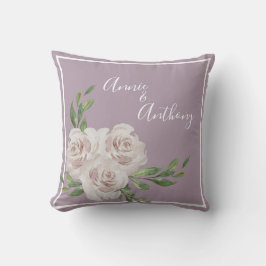 Dusty Lavender Floral Romantische Namen Hochzeit Kissen