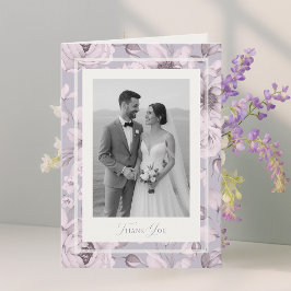 Dusty Lavender Floral Wedding Photo Thank You Card Einladung