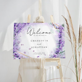 Dusty Lavender Foliage Modern Wedding Welcome Sign Poster