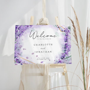 Dusty Lavender Foliage Modern Wedding Welcome Sign Poster