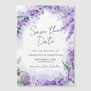 Dusty Lavender Foliage Moderne Wasserfarbenhochzei Magneteinladung