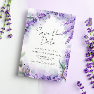 Dusty Lavender Foliage Moderne Wasserfarbenhochzei Save The Date