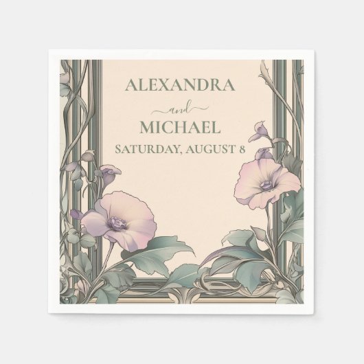 Dusty Lavender Frame Hochzeit Serviette (Vorderseite)
