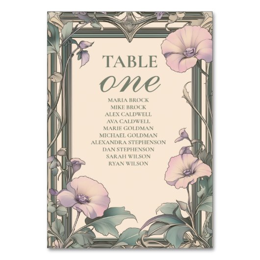 Dusty Lavender Frame Hochzeit Tischnummer (Vorderseite)