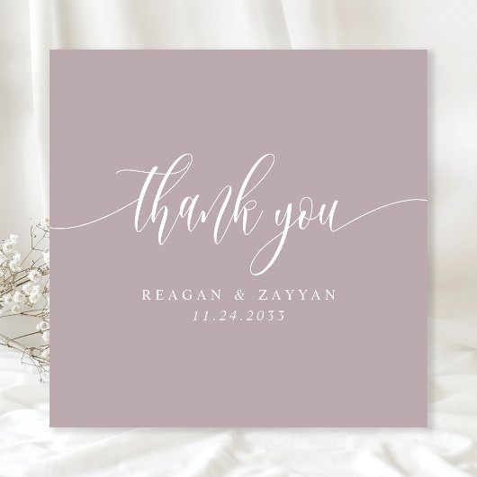 Dusty Lavender Minimalistisch Script Wedding Dankeskarte