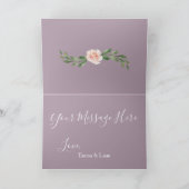 Dusty Lavender Romantic Floral Elegante Hochzeit Dankeskarte (Innenseite)