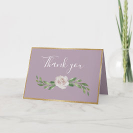 Dusty Lavender Romantic Floral Elegante Hochzeit Dankeskarte