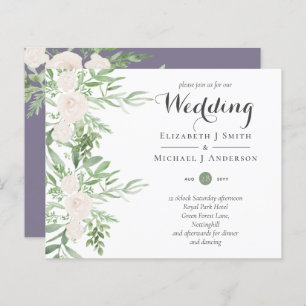 Dusty LAVENDER Sage Floral BUDGET WEDING Einladung